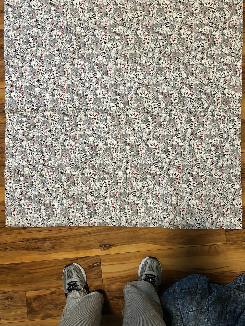 Handmade Red & Black Checkered Pieced Quilt - Floral Background